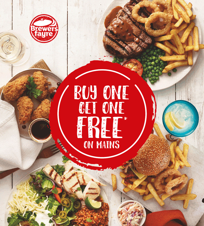 IT'S BUY ONE GET ONE FREE ON MAINS*