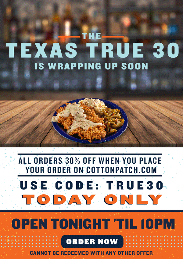 Use code TRUE30 at checkout! Today only