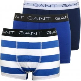 3-Pack Rugby Stripe Boys Boxer Trunks, Nautical Blue