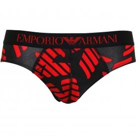 All-Over Eagle Logo Brief, Navy/red