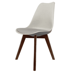 Eiffel Inspired Light Grey Plastic Dining Chair with Squared Dark Wood Legs