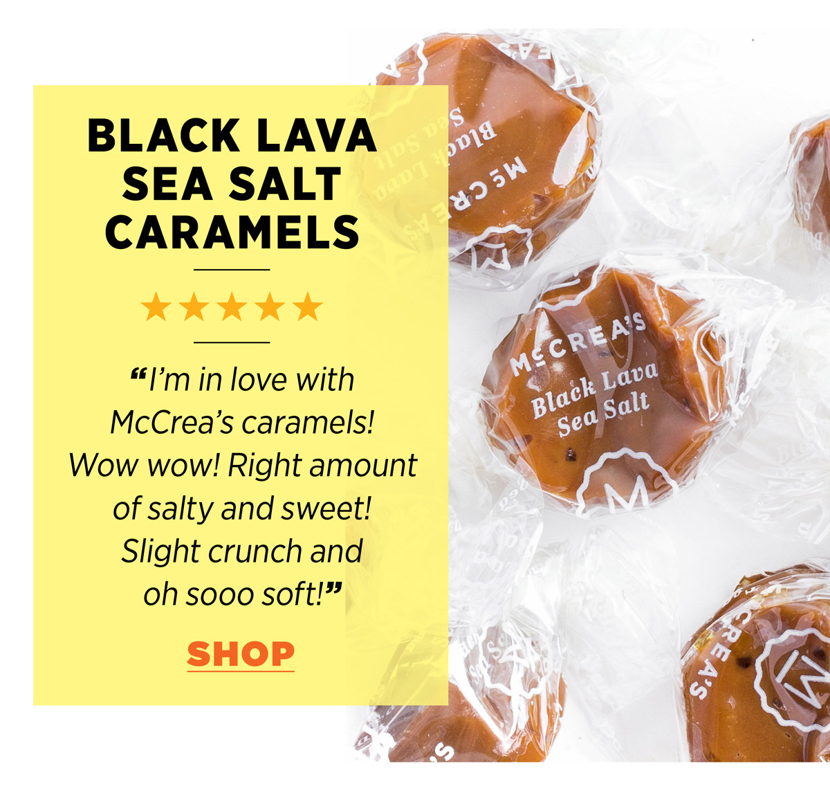 black lava sea salt caramels