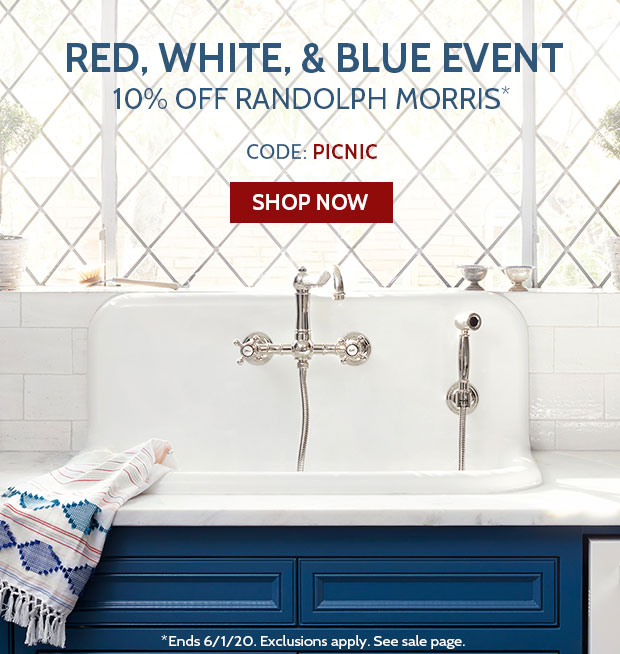 Red, white, and blue event. Save 10% off Randolph Morris with code PICNIC.