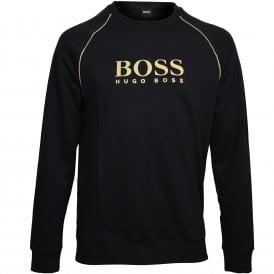 Gold Logo Tracksuit Sweatshirt, Black/gold