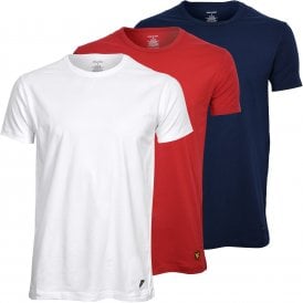 3-Pack Crew-Neck Lounge T-Shirts, Red/White/Navy