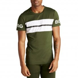 Retro Stripe Borg Performance T-Shirt, Khaki
