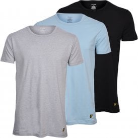3-Pack Crew-Neck Lounge T-Shirts, Black/Grey/Blue