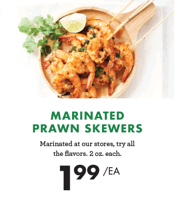 Marinated Prawn Skewers - $1.99 each