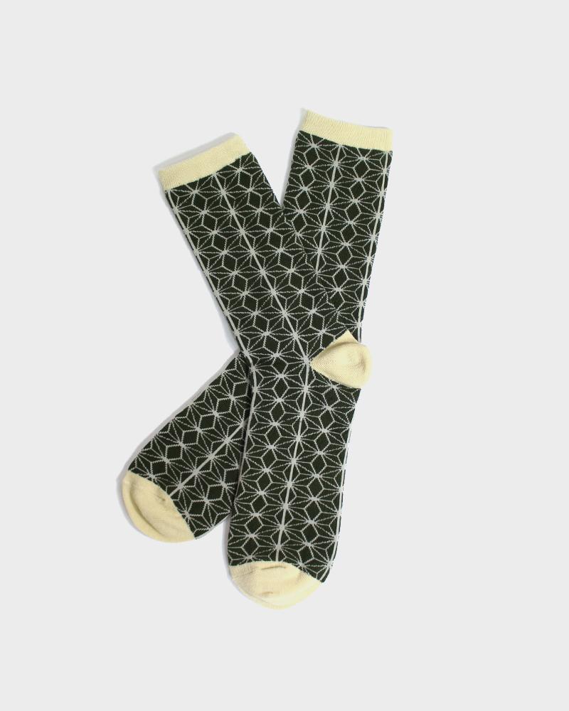 Image of Asanoha Socks, Matcha & Cream