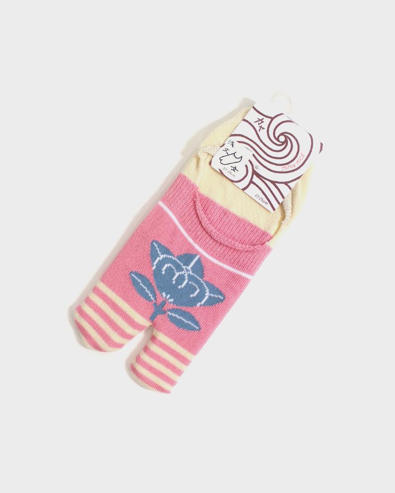Image of Kuru Bushi Tabi Socks, Pink & Cream