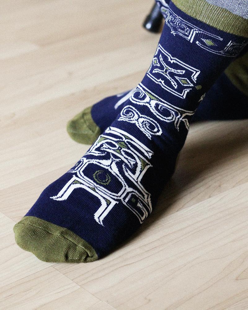 Image of Ainu Socks, Green and Navy