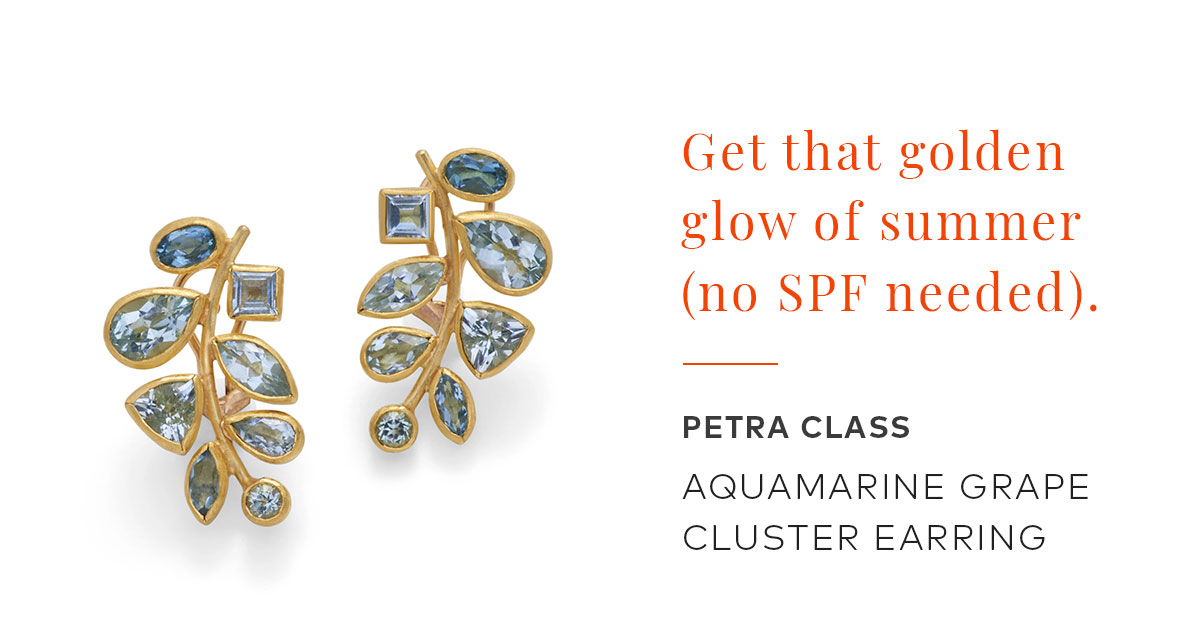 Aquamarine Grape Cluster Earrings
