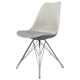 Eiffel Inspired Light Grey Plastic Dining Chair with Chrome Metal Legs
