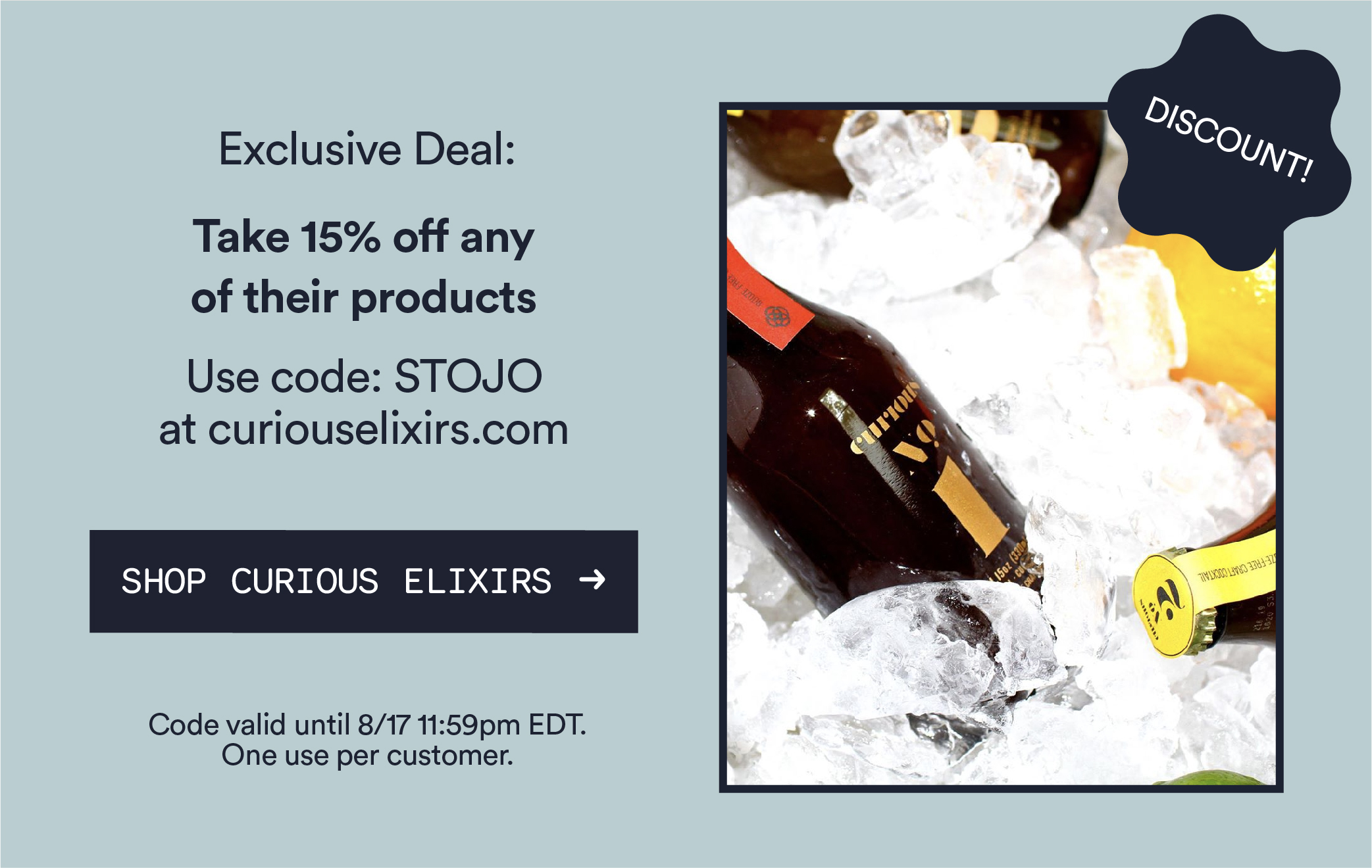 Shop Curious Elixirs - Use code STOJO for 15% off