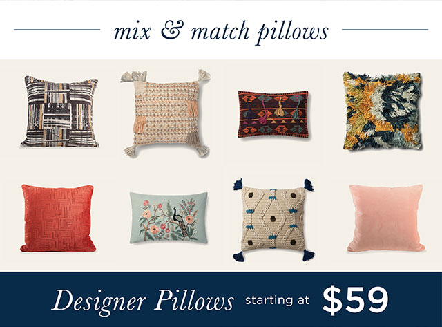 Designer Pillows starting at $59