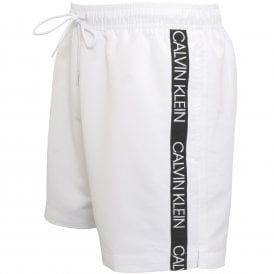 Bonded Logo Tape Swim Shorts, Classic White
