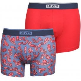 2-Pack Paisley Print Boxer Briefs, Blue/Red