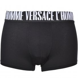 L''Homme Luxe Low-Rise Boxer Trunk, Black/white