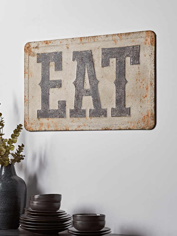 NEW Distressed Metal Eat Sign