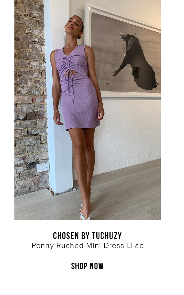Penny Ruched Mini Dress Lilac