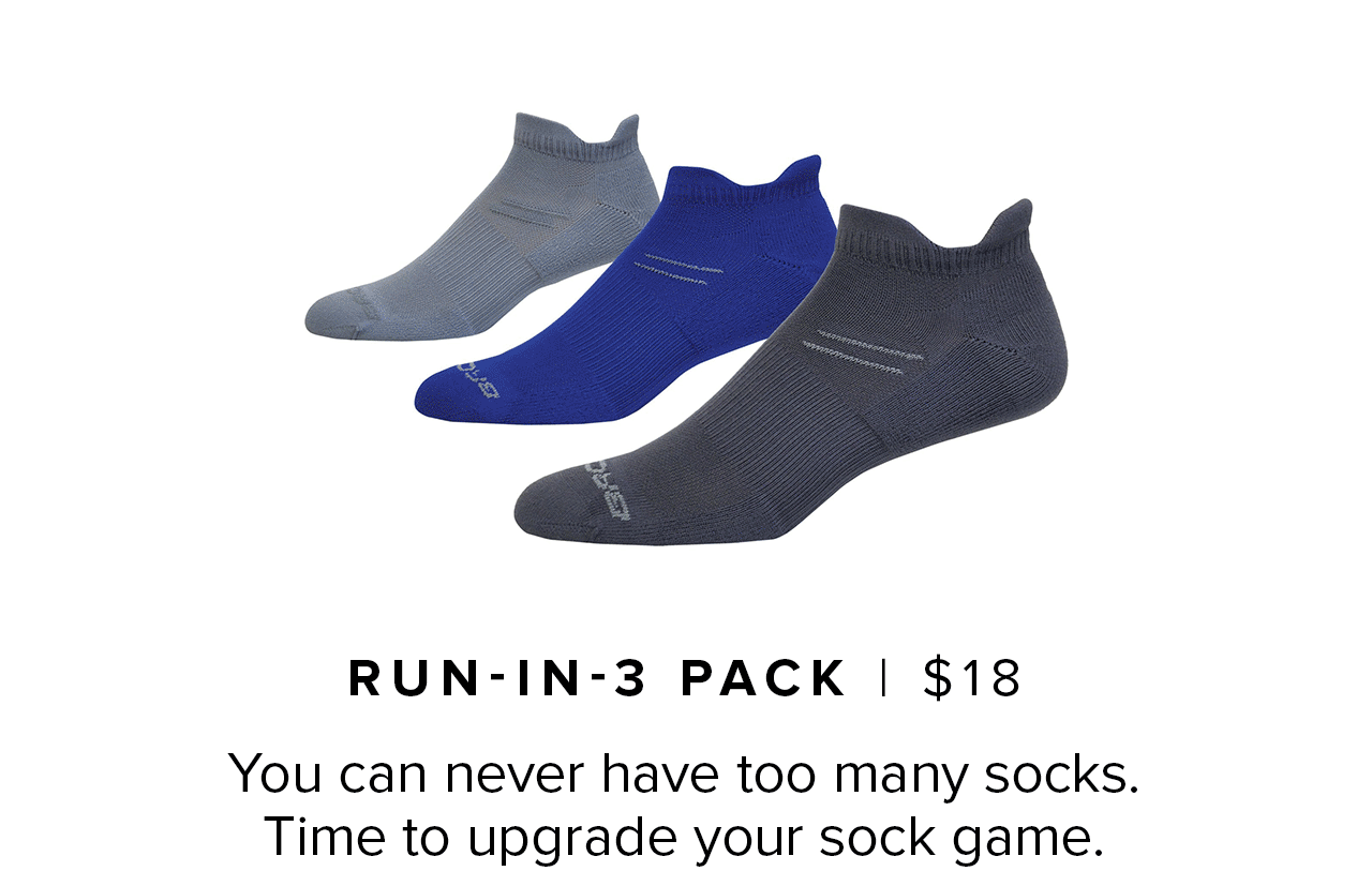 Run-In-3 Pack | $18 | You can never have too many socks. Time to upgrade your sock game.