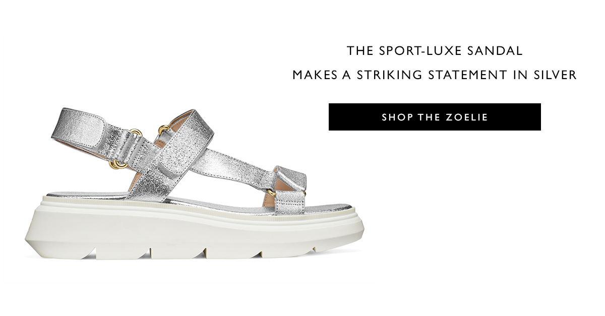 The sport-luxe sandal makes a striking statement in silver. SHOP THE ZOELIE