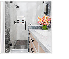 It's @marieflaniganinteriors is thrilled to share her designs for @whitneyeveport's bathroom renovations featuring stunning Bedrosians? Tile and Stone.