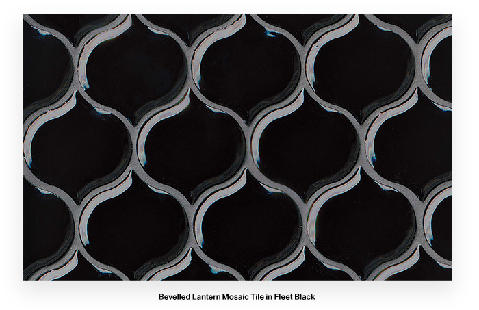 Bevelled Lantern Mosaic Tile in Fleet Black