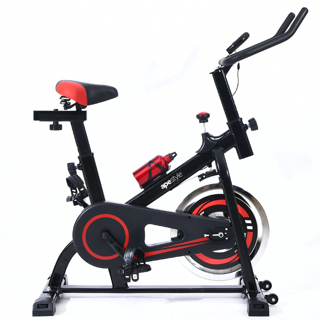 Ape Style Spin Bike with Flywheel Home Gym Exercise (Black/Red)