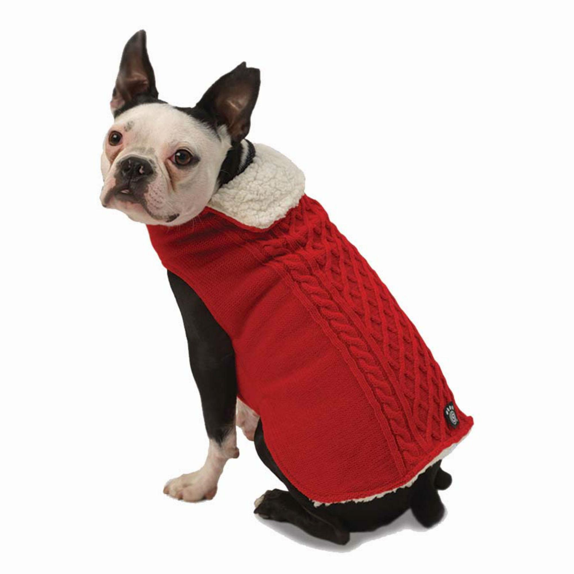 Carle's Cable Dog Sweater Jacket - Red