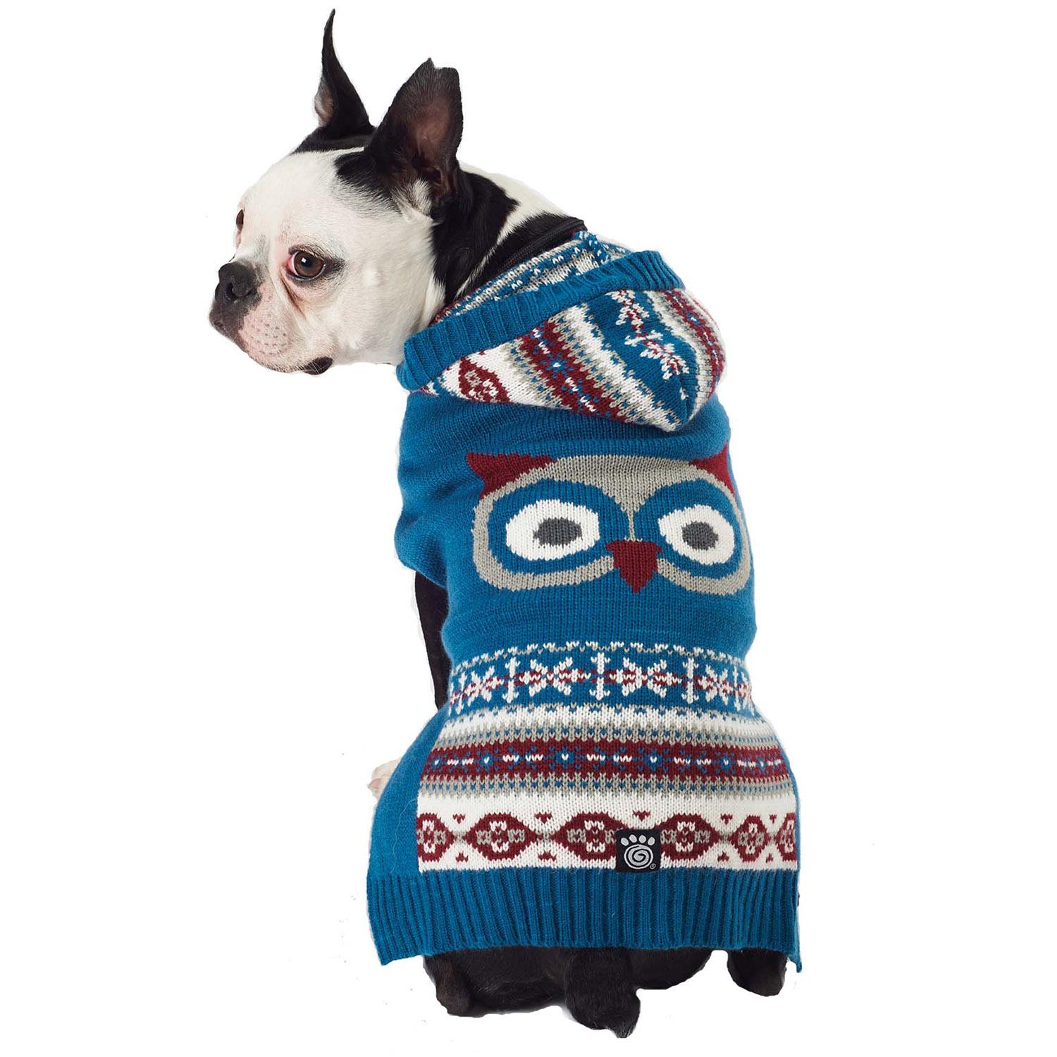 Roo's Hooded Woodland Dog Sweater - Owl
