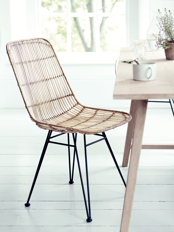 Flat Rattan Dining Chair - Natural