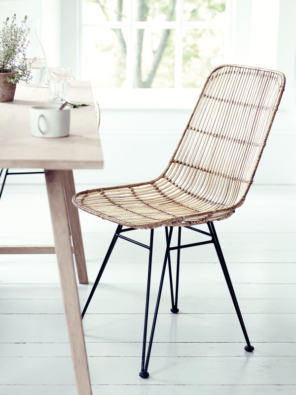 Flat Rattan Dining Chair - Natural