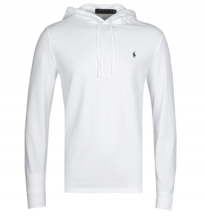 Polo Ralph Lauren White Pique Hooded Sweatshirt