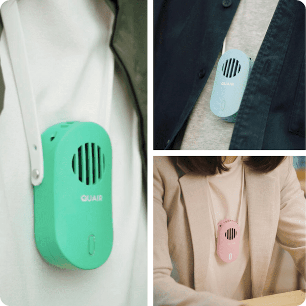 Quair Plasma Mini wearable air purifier releases positive and negative ions into the air
