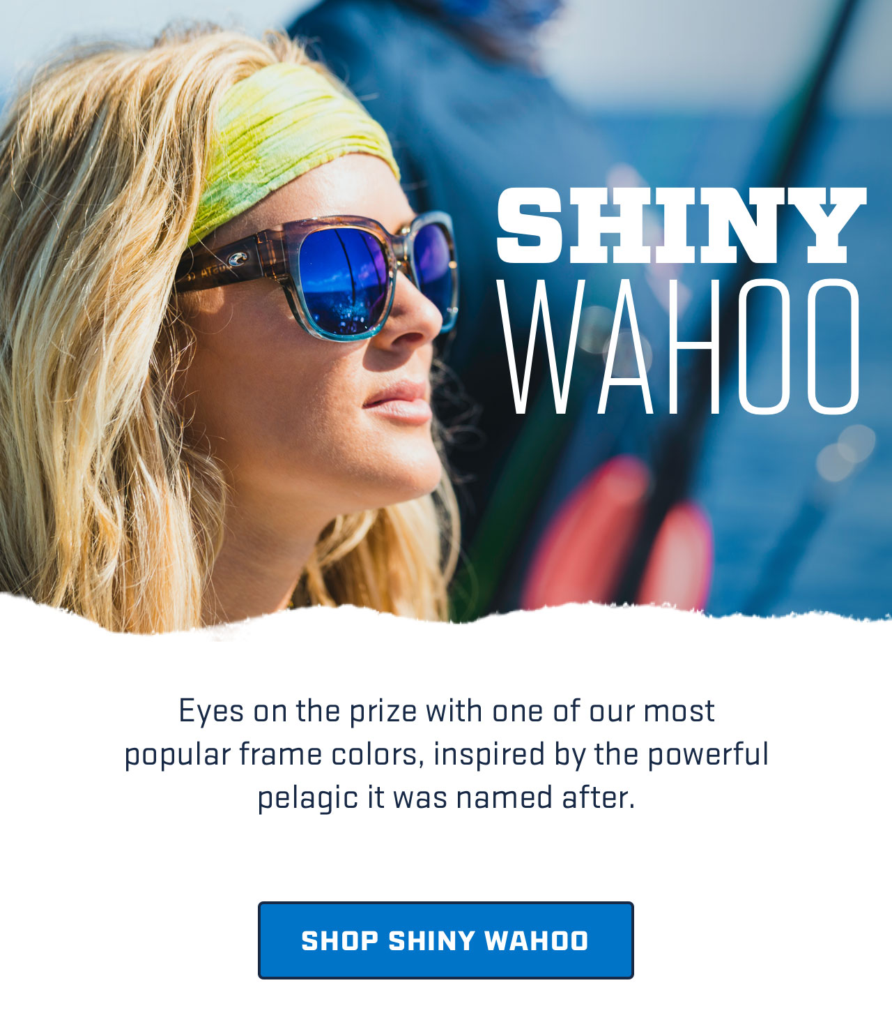 

SHINY
WAHOO

Eyes on the prize with one of our most
popular frame colors, inspired by the powerful
pelagic it was named after.

[ SHOP SHINY WAHOO ]


									