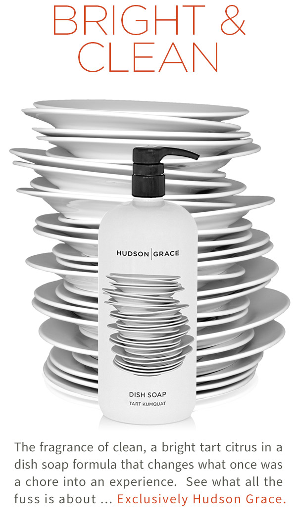 Bright and Clean - The fragrance of clean, a bright tart citrus in a dish soap formula that changes what once was a chore into an experience. ?See what all the fuss is about ... Exclusively Hudson Grace.