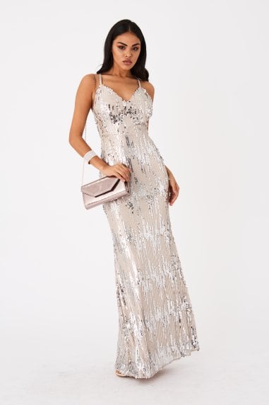 Frost Silver Sequin Maxi Dress