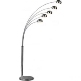 5 Light Chrome Arched Floor Standing Lamp