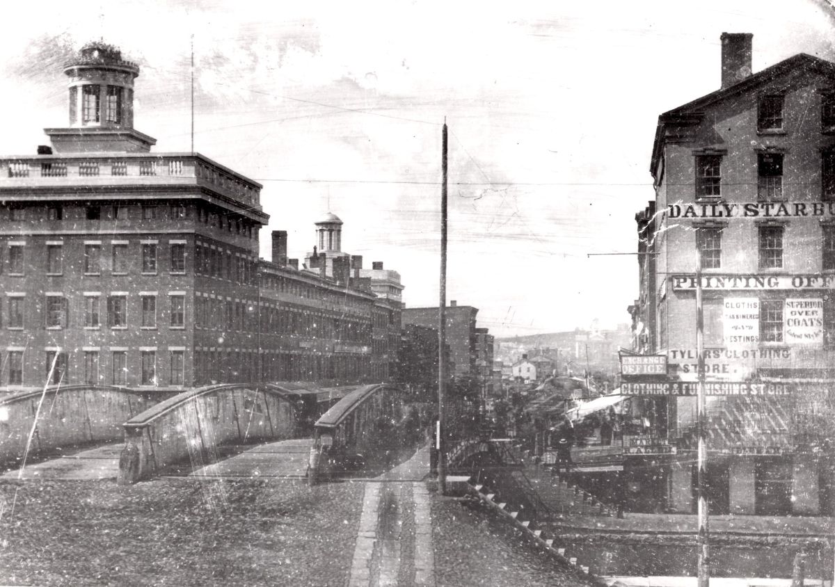 Salina Street bridge over the Erie Canal, 1850s