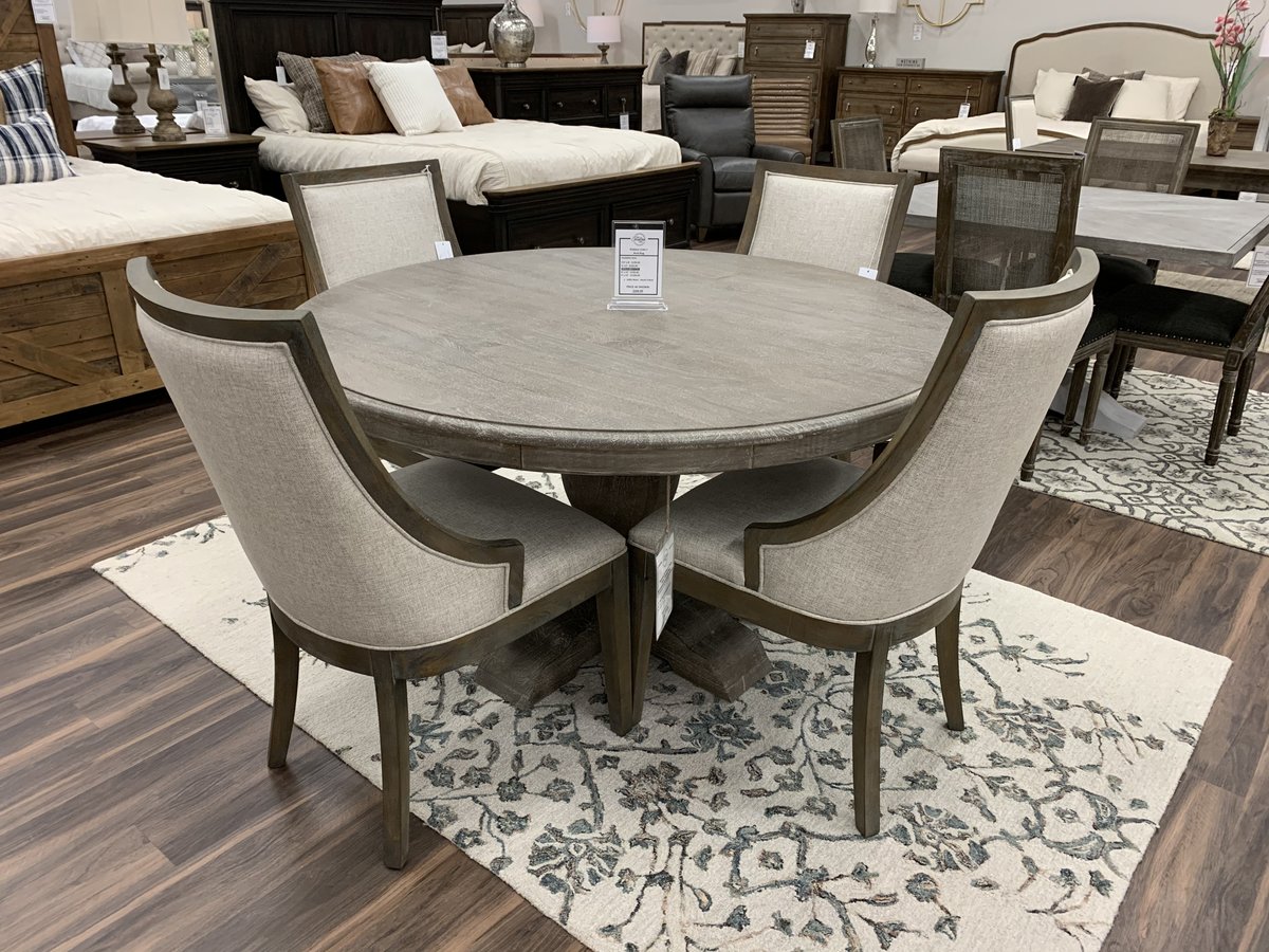 Downton 55&quot; Round Dining Table - Vintage Gray