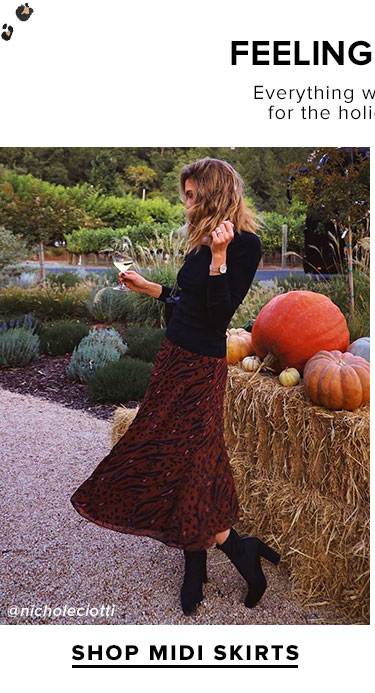 Feeling festive. Everything we're wearing for the holiday season. Shop midi skirts.