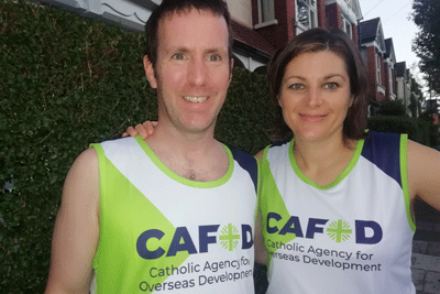 CAFOD runners wearing CAFOD vests