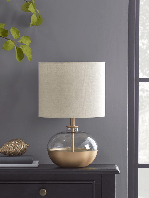 NEW Brushed Gold and Glass Table Lamp