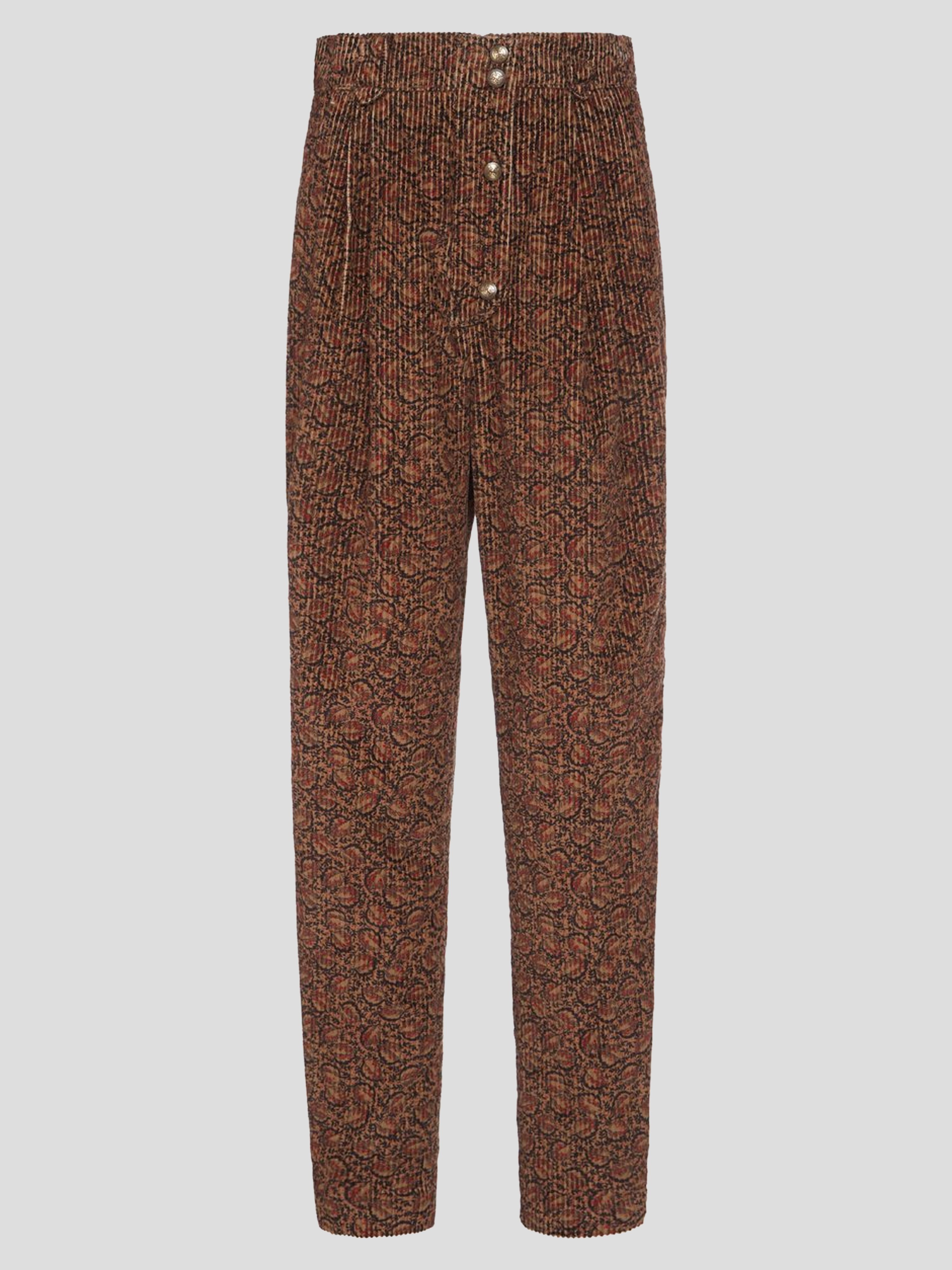 Image of Printed Corduroy Tapered Trousers