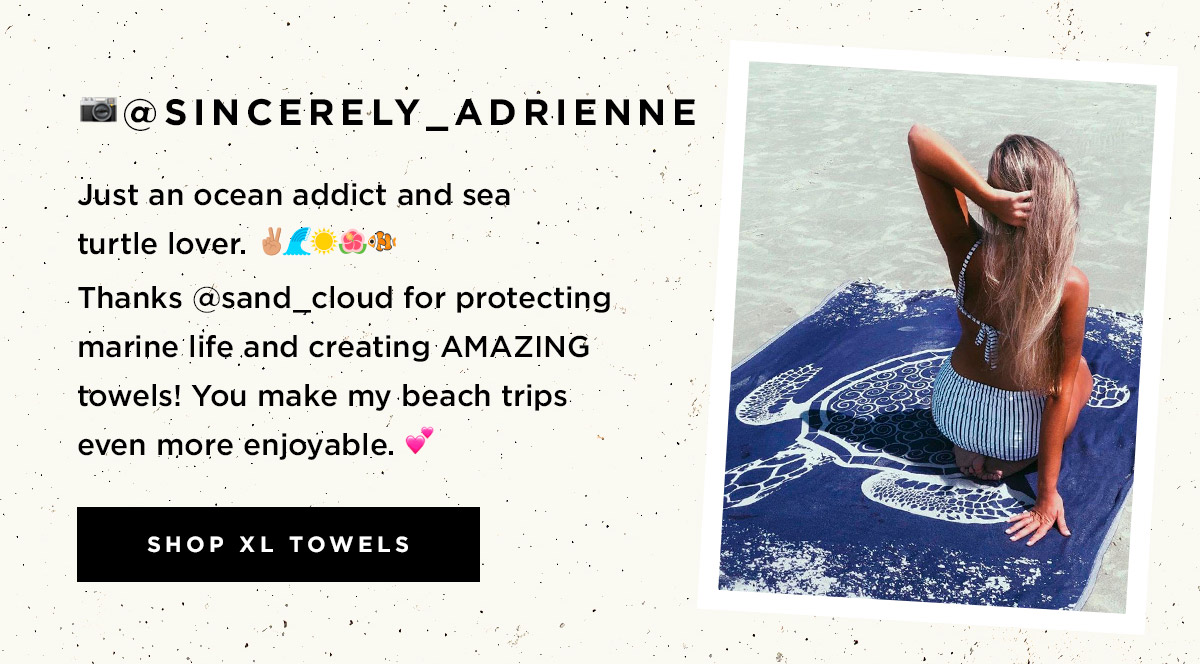 @sincerely_adrienne - Thanks @sand_cloud for protecting marine life and creating AMAZING towels! You make my beach trips even more enjoyable. | SHOP XL TOWELS