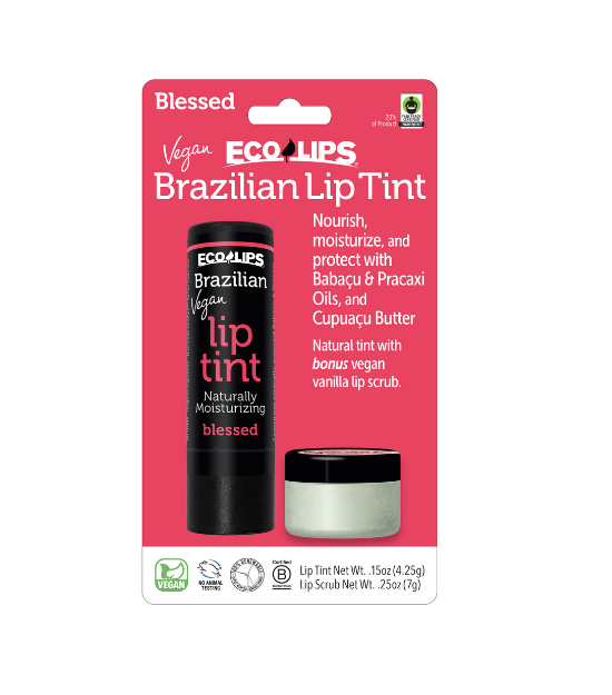 Image of Vegan Brazilian Lip Tint Blessed +  Vegan Vanilla Sugar Lip Scrub Combo Pack