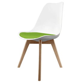 Eiffel Inspired White and Green Dining Chair with Squared Light Wood Legs