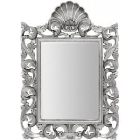 Large Silver Rectangular Mirror with Ornate Surround