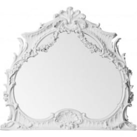 Ornate Overmantle White Vintage Mirror